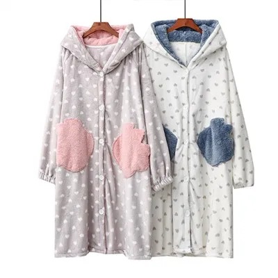 Tecknad huva Housecoat
